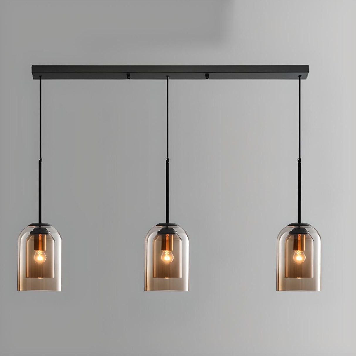 Adjustable Modern Glass Bell Island Hanging Lights Image - 5
