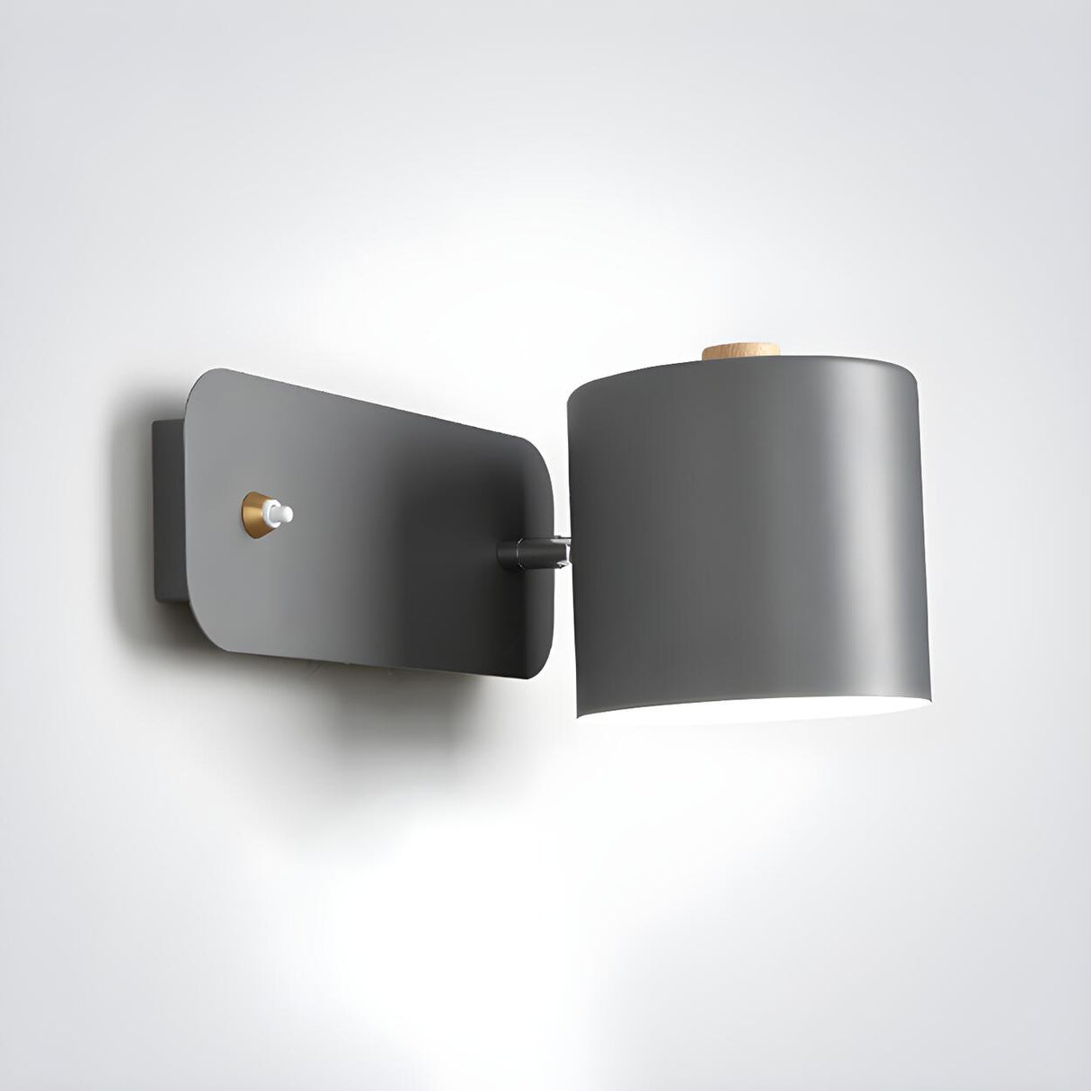 Adjustable Modern Grey Cylinder Bedside Wall Sconce Image - 10