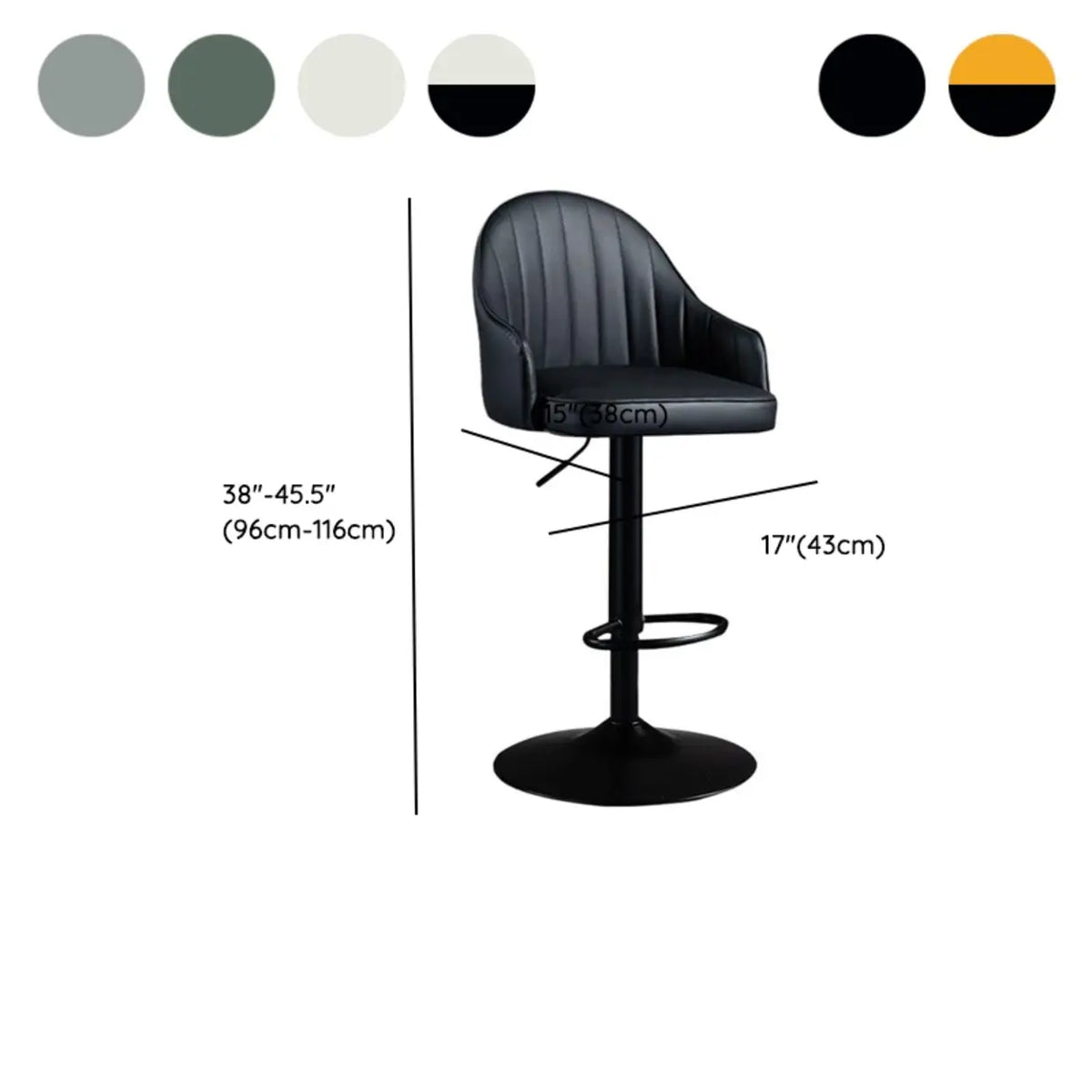 Adjustable Modern Leather Swivel Bar Stool with Arm Footrest Image - 21