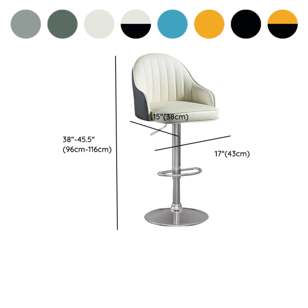 Adjustable Modern Leather Swivel Bar Stool with Arm Footrest