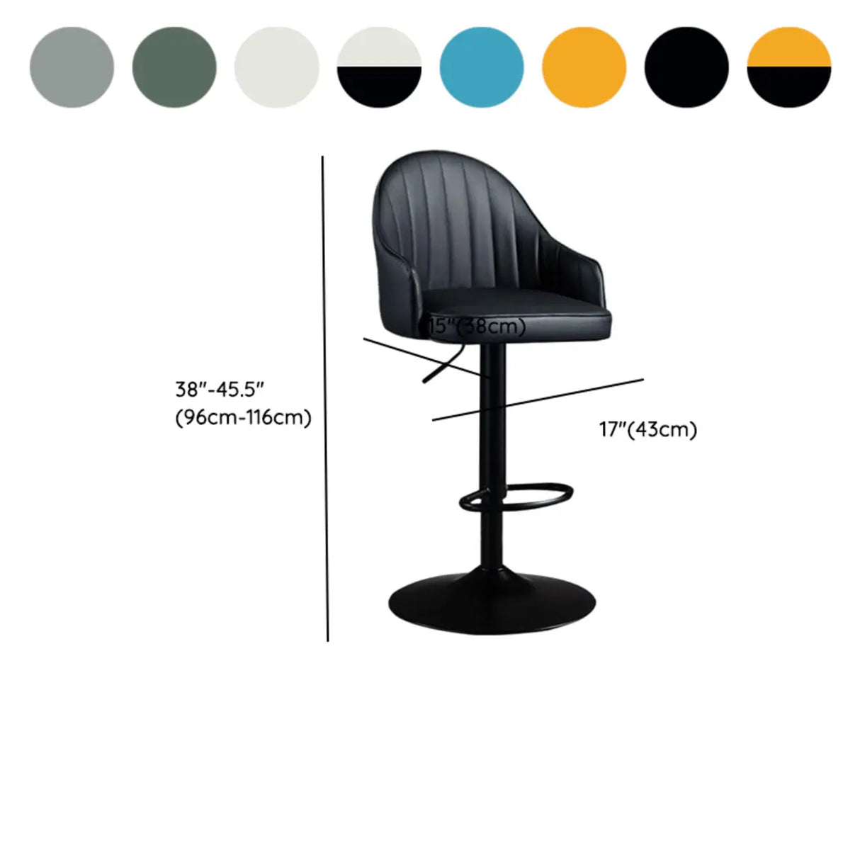Adjustable Modern Leather Swivel Bar Stool with Arm Footrest Image - 23