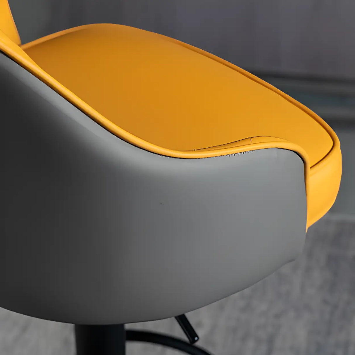 Adjustable Modern Leather Swivel Bar Stool with Arm Footrest Image - 8