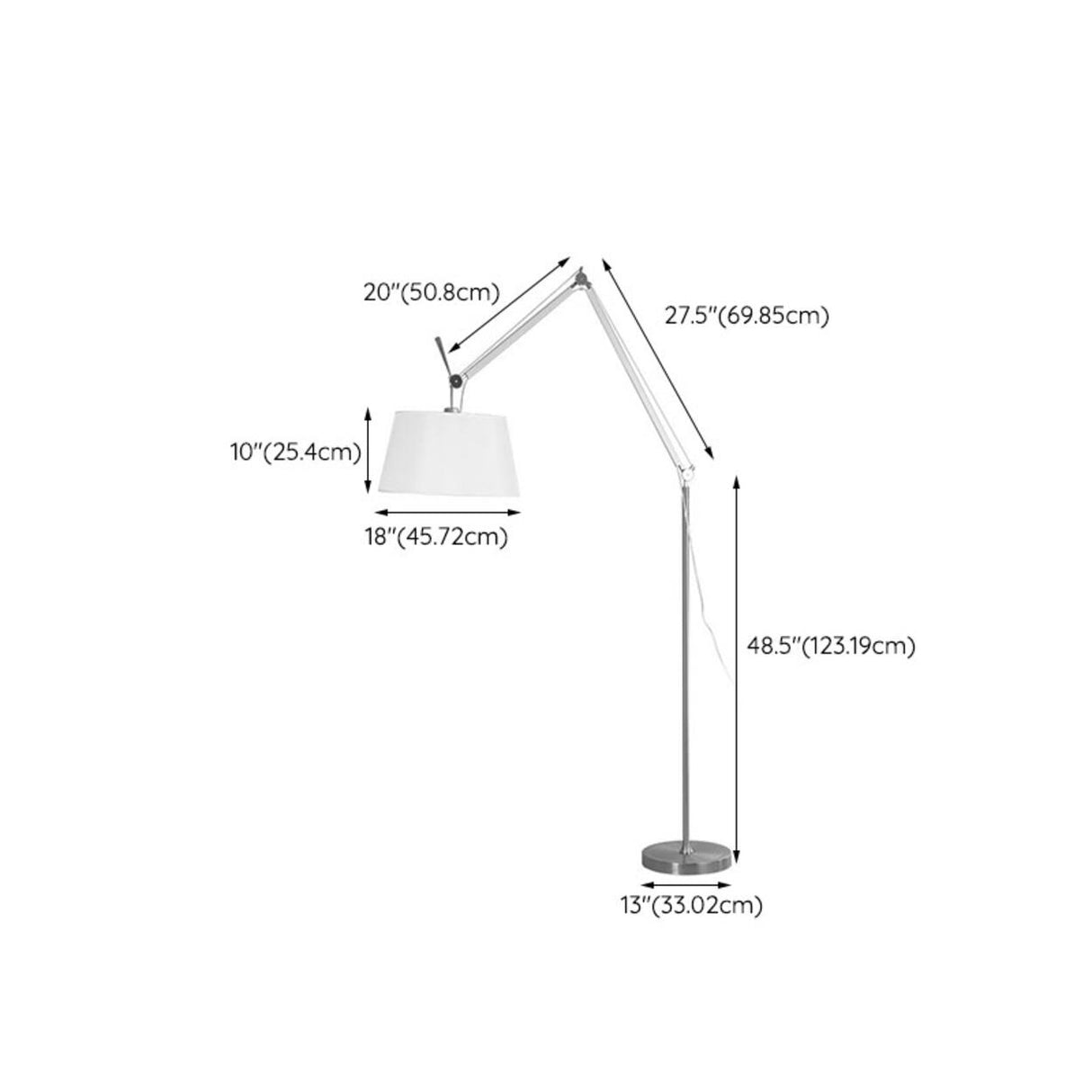 Adjustable Modern White Barrel Swing Arm Floor Lamp Image - 11