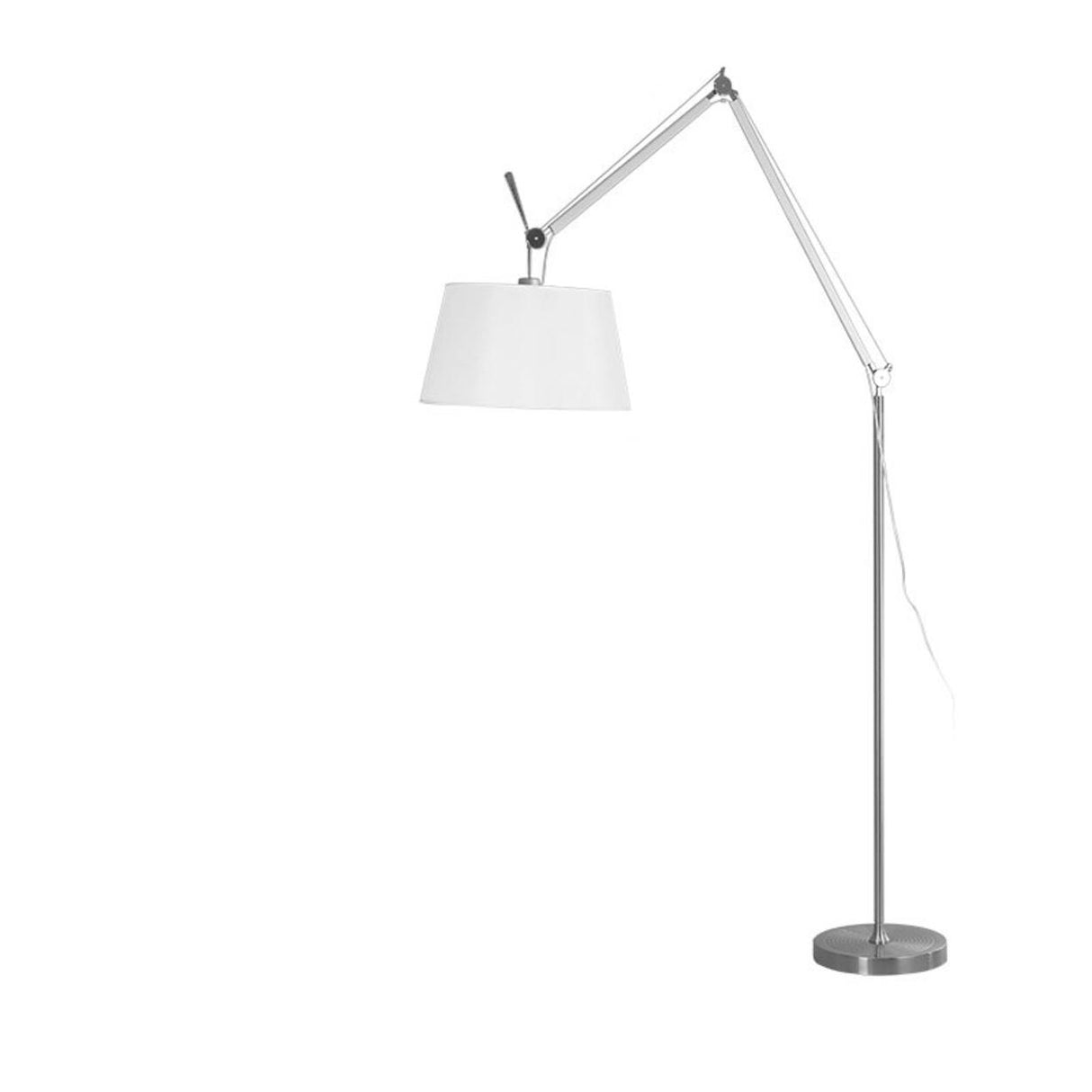 Adjustable Modern White Barrel Swing Arm Floor Lamp Image - 3