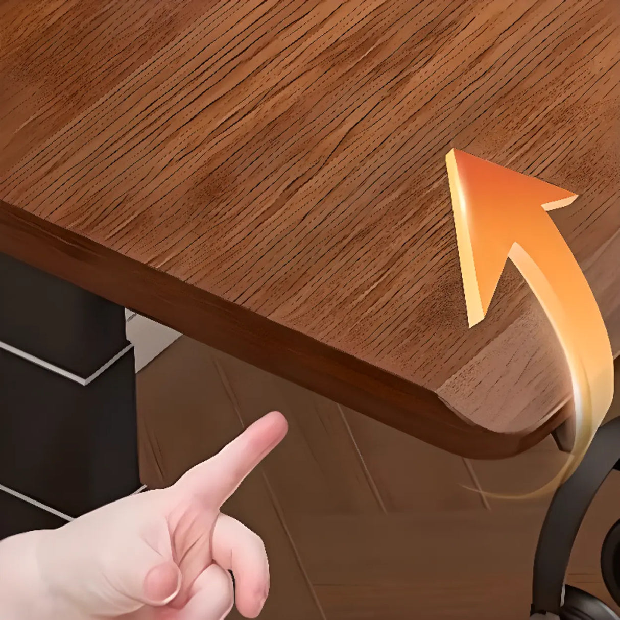 Adjustable Nut-Brown Wooden Rectangular Computer Desk Image - 10