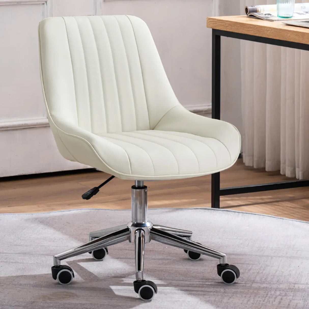 Adjustable Orange Ergonomic PU Leather Home Office Chair Image - 10