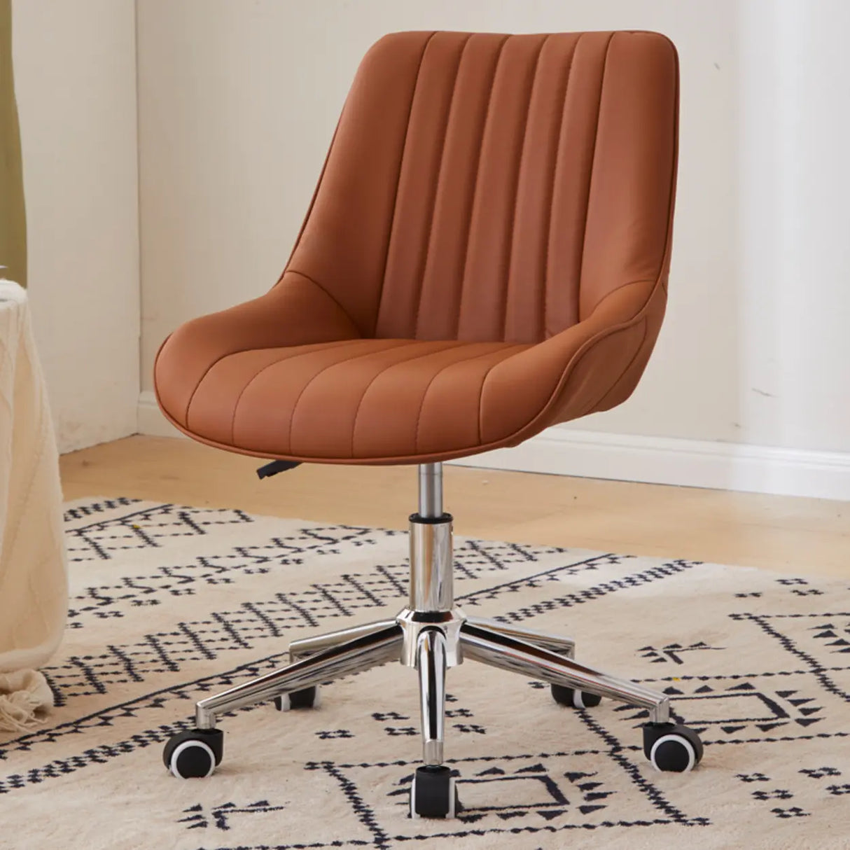 Adjustable Orange Ergonomic PU Leather Home Office Chair Image - 11