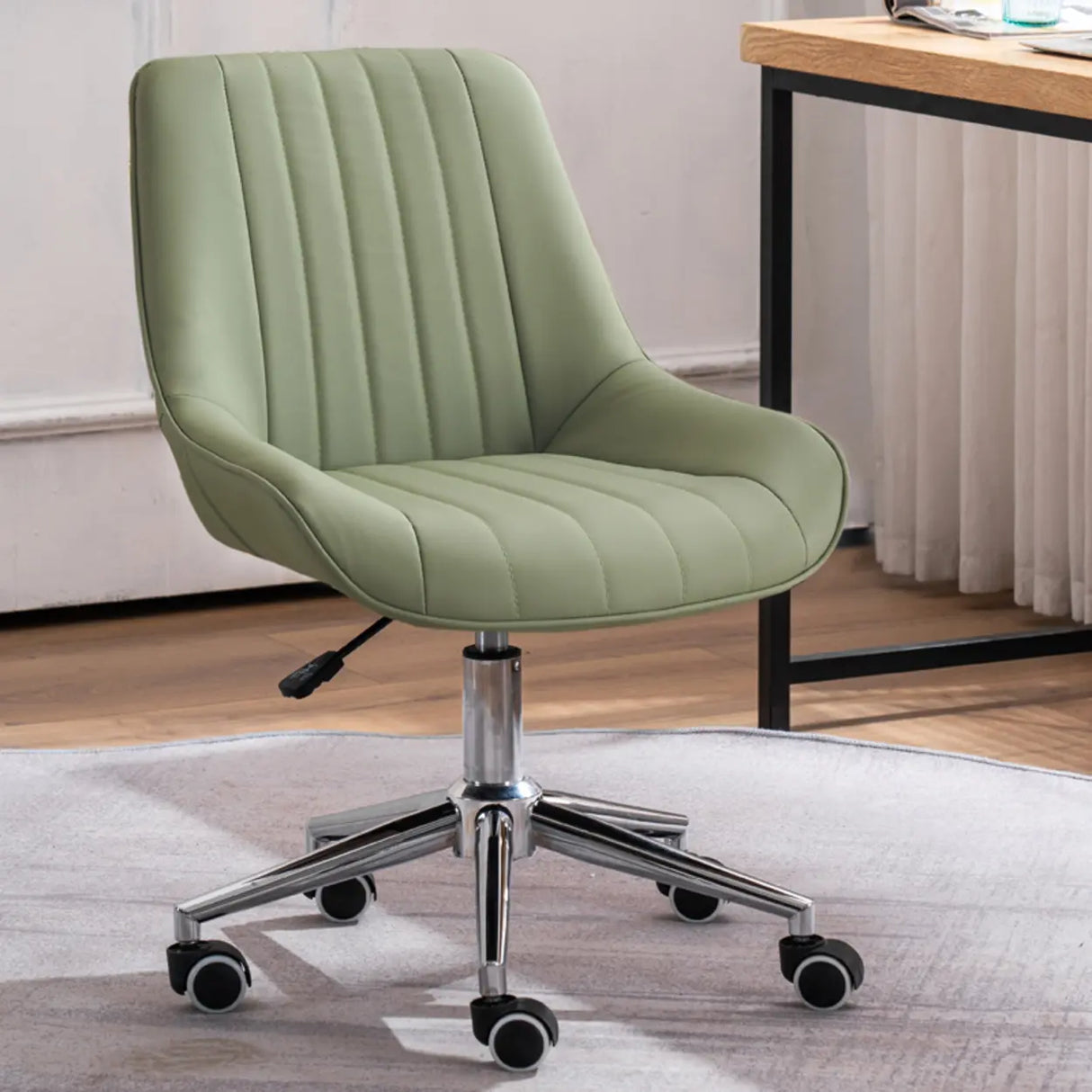 Adjustable Orange Ergonomic PU Leather Home Office Chair Image - 2