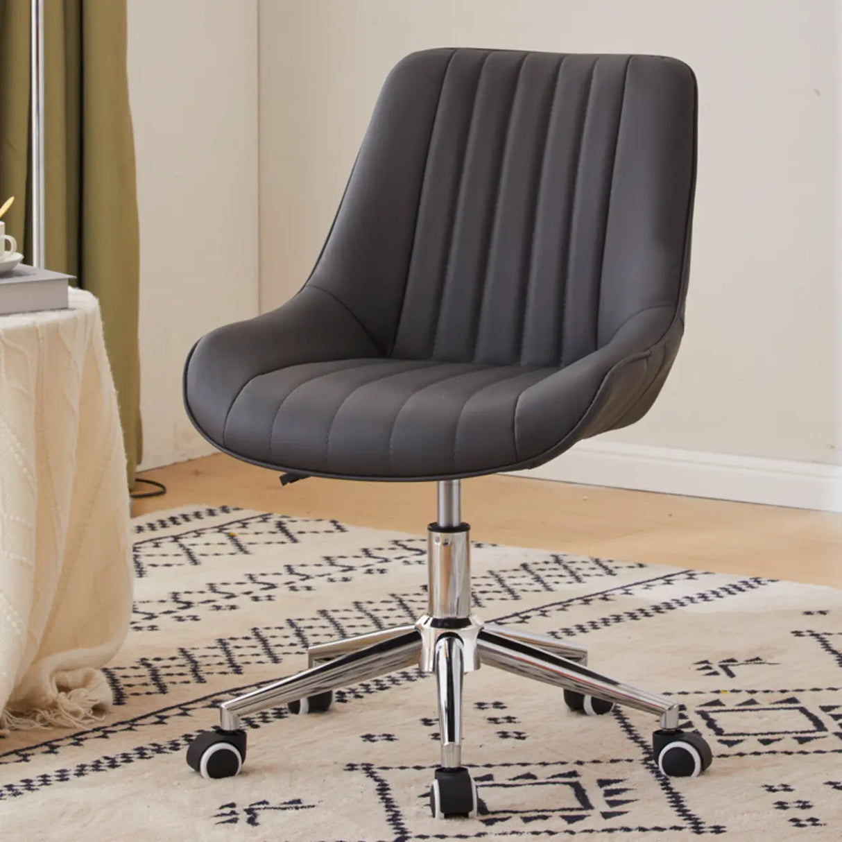 Adjustable Orange Ergonomic PU Leather Home Office Chair Image - 4