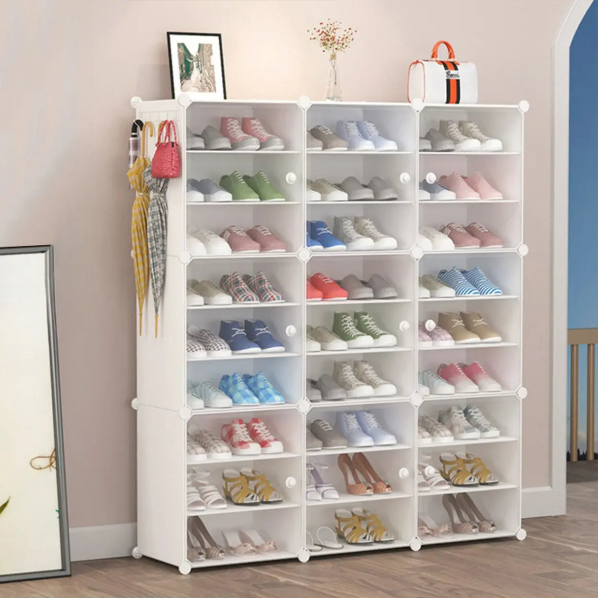 Adjustable Plastic Hallway White Medium Shoe Storage Image - 12