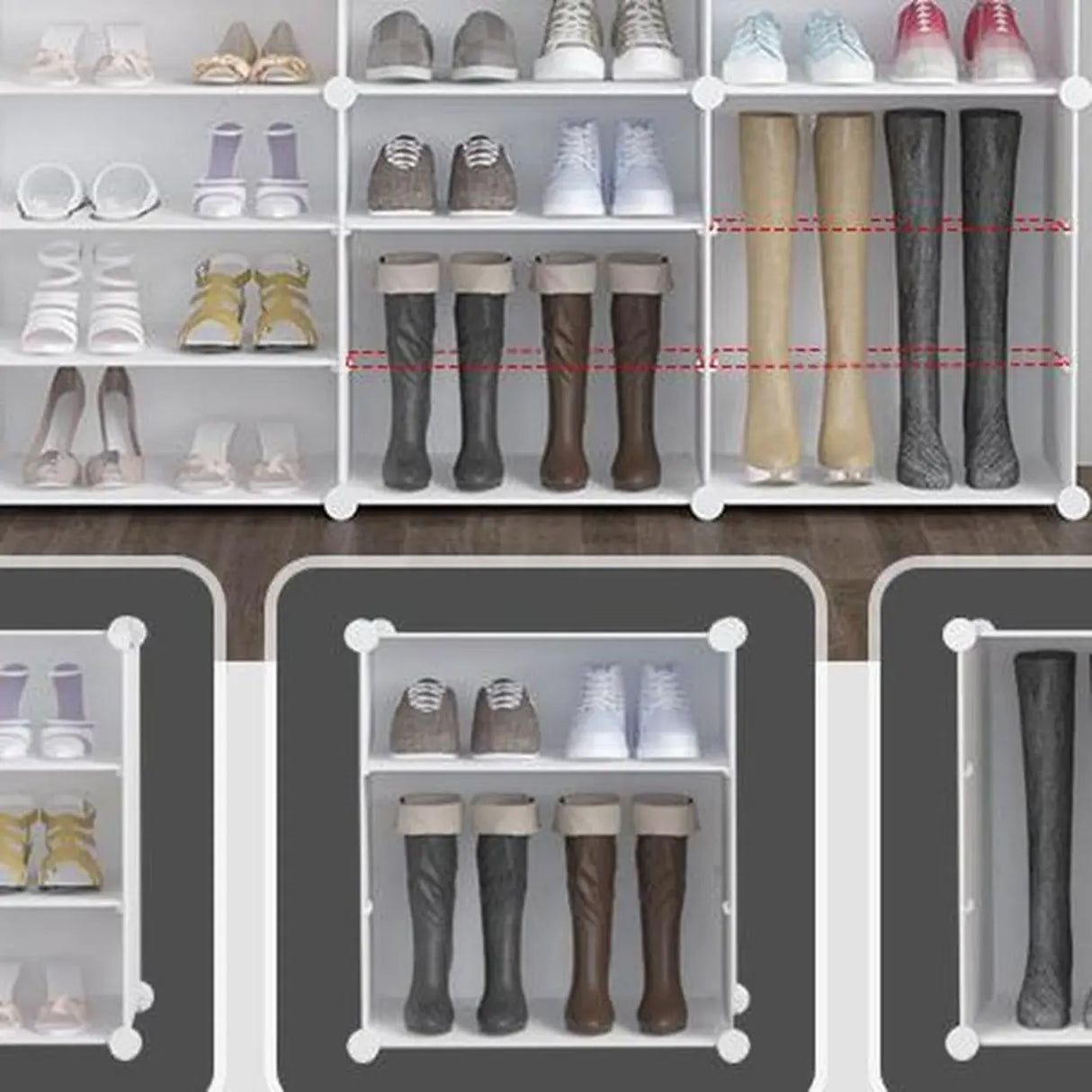 Adjustable Plastic Hallway White Medium Shoe Storage Image - 13