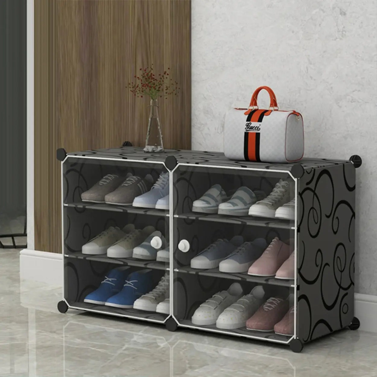 Adjustable Plastic Hallway White Medium Shoe Storage Image - 14