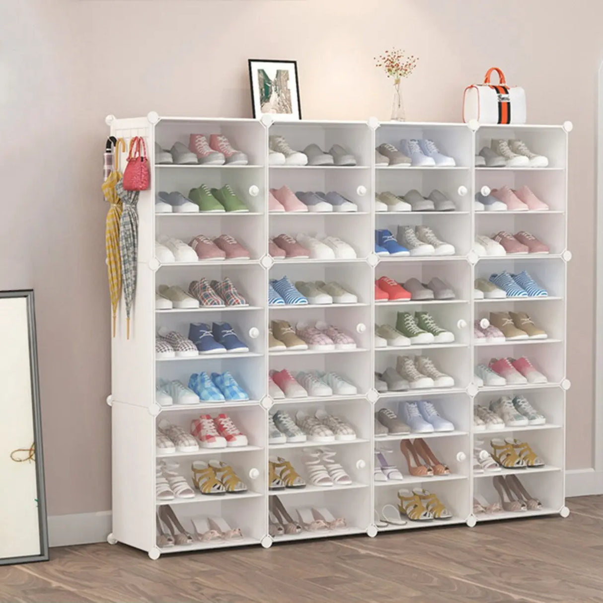 Adjustable Plastic Hallway White Medium Shoe Storage Image - 16