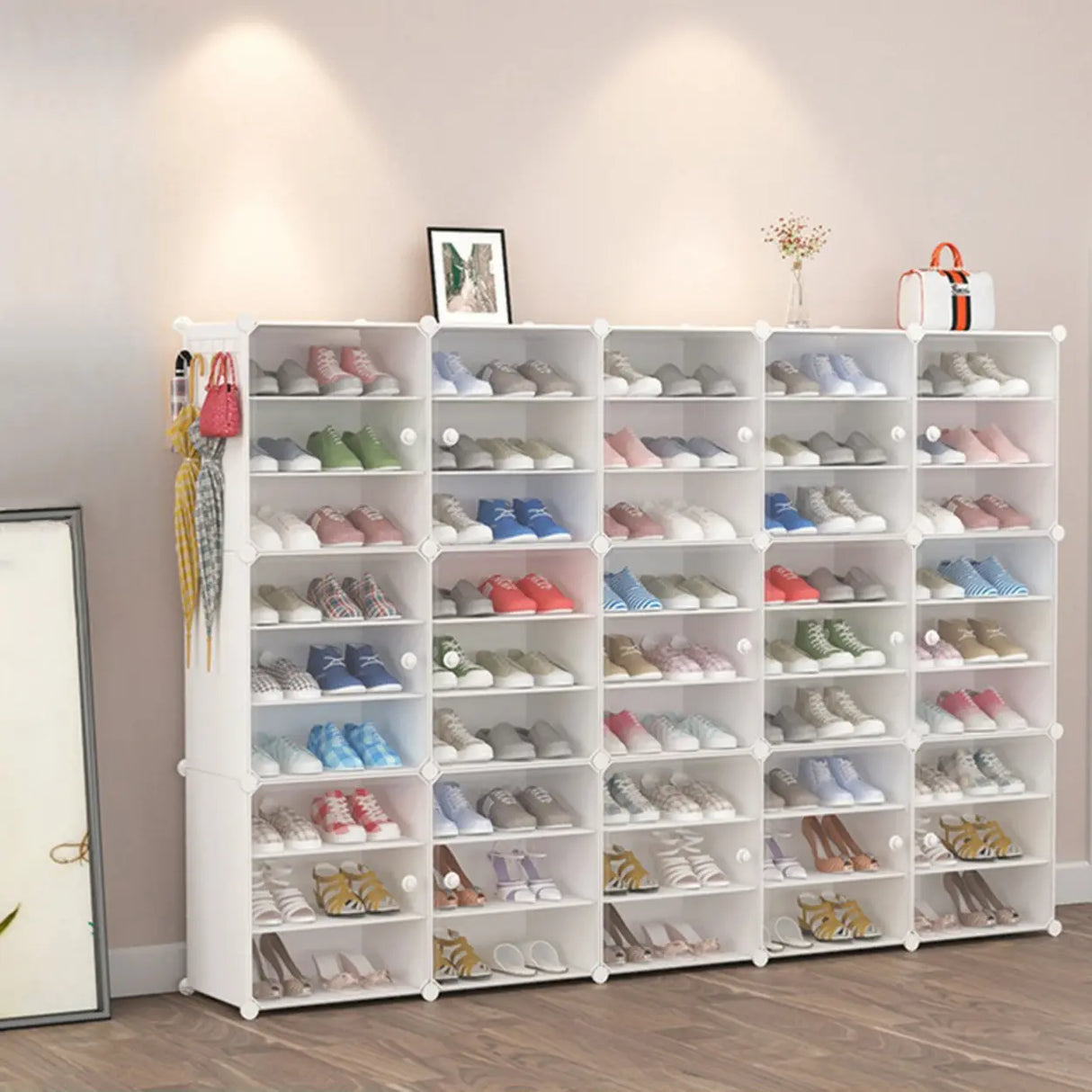 Adjustable Plastic Hallway White Medium Shoe Storage Image - 18