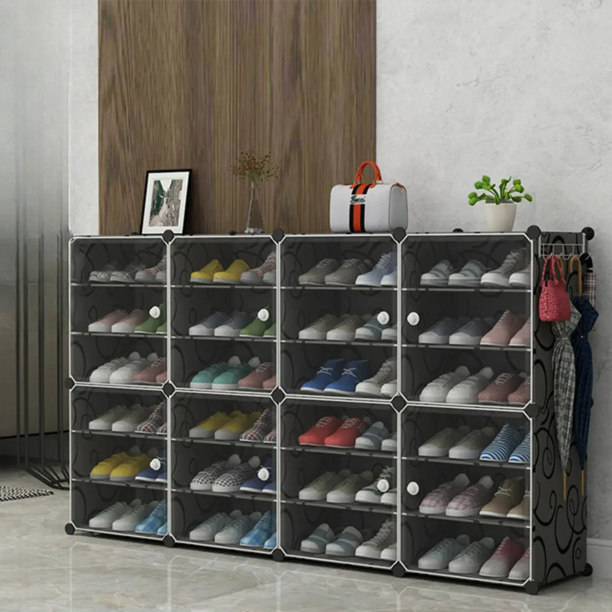 Adjustable Plastic Hallway White Medium Shoe Storage Image - 19