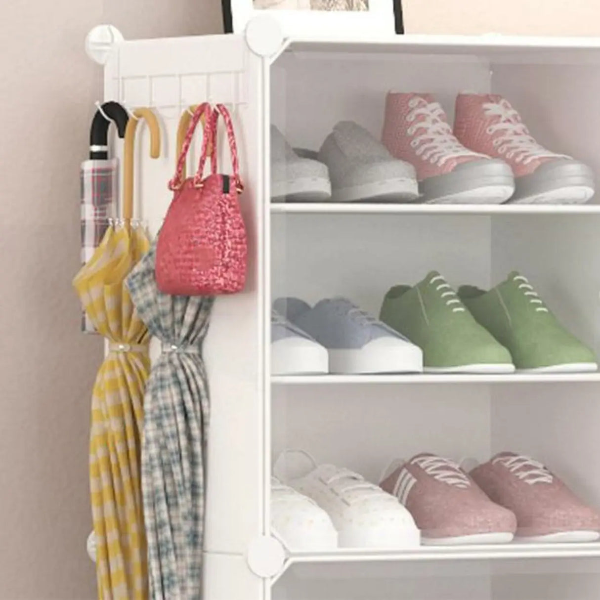 Adjustable Plastic Hallway White Medium Shoe Storage Image - 20