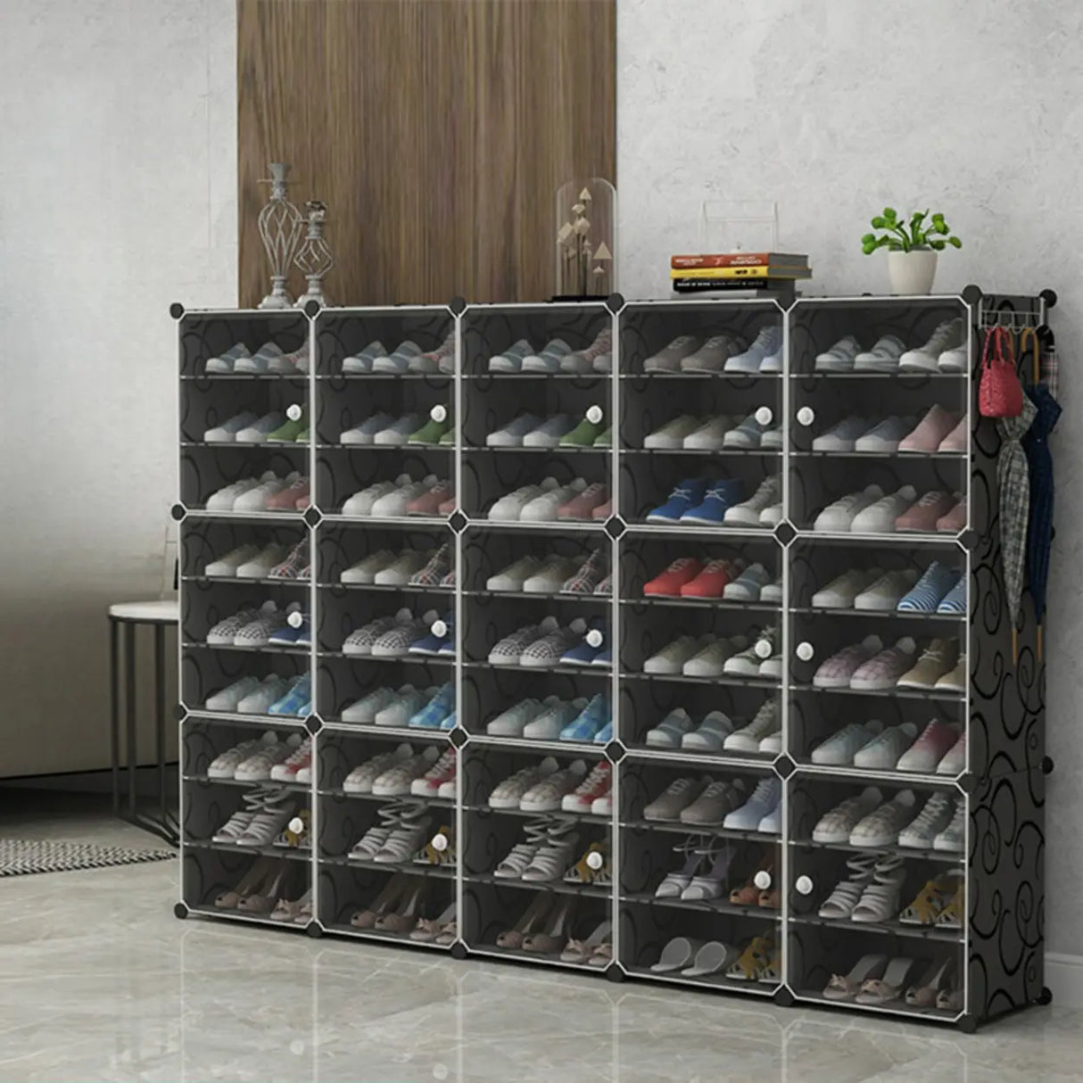 Adjustable Plastic Hallway White Medium Shoe Storage Image - 3