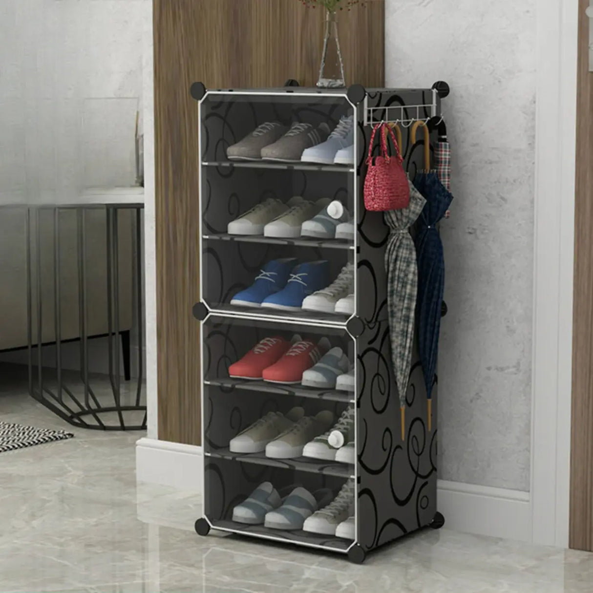 Adjustable Plastic Hallway White Medium Shoe Storage Image - 22