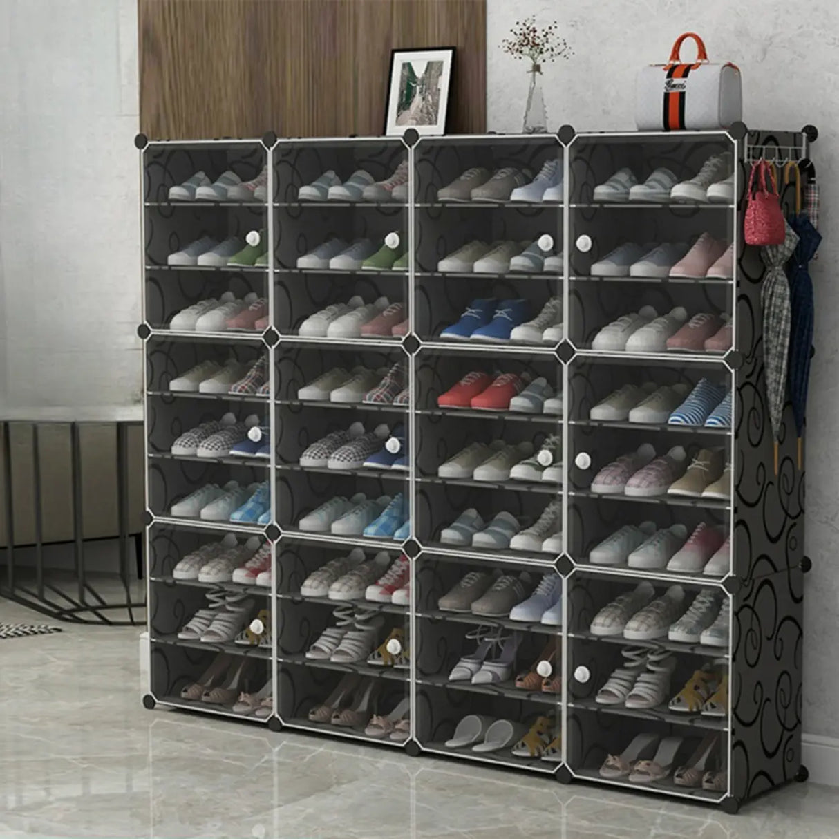 Adjustable Plastic Hallway White Medium Shoe Storage Image - 25