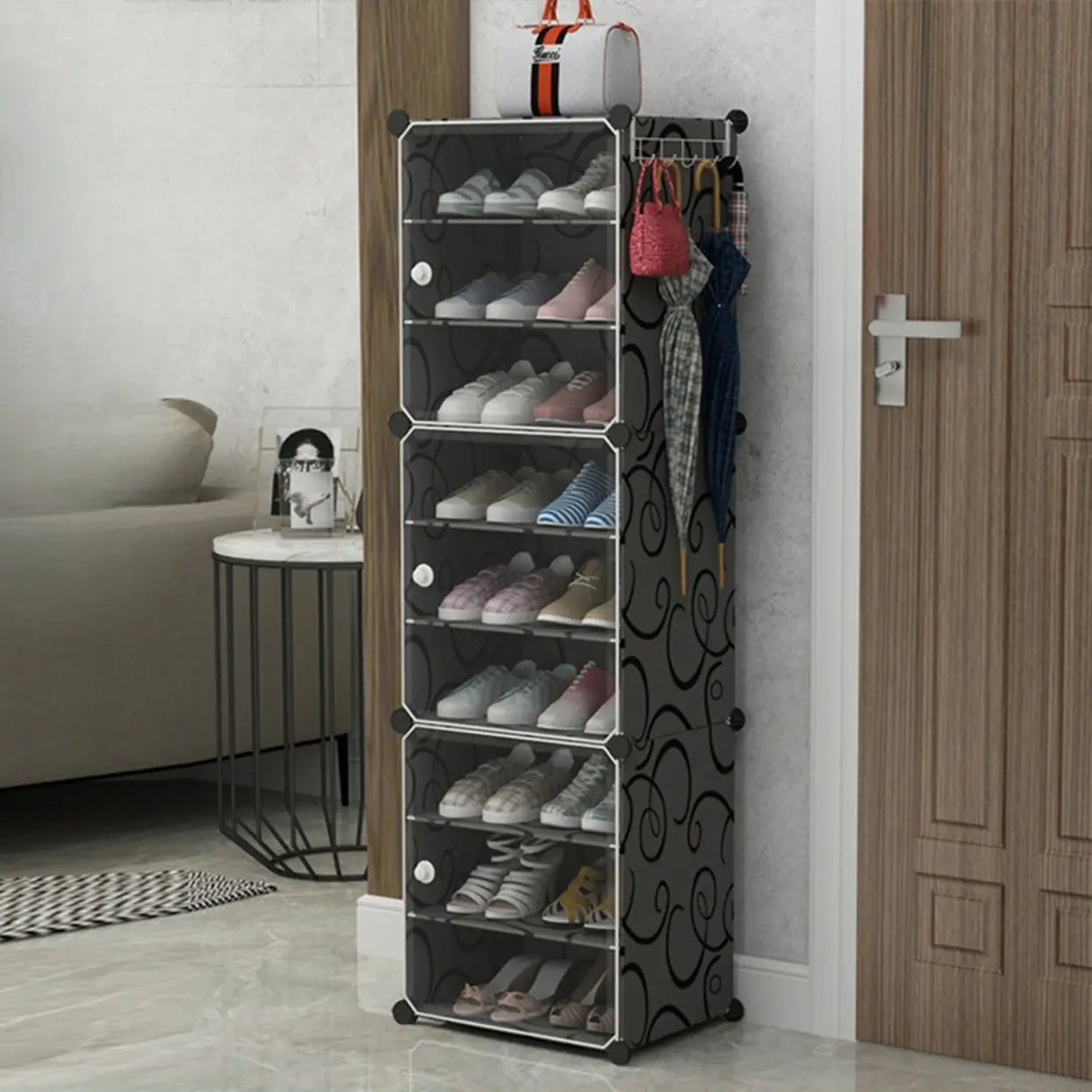 Adjustable Plastic Hallway White Medium Shoe Storage Image - 27