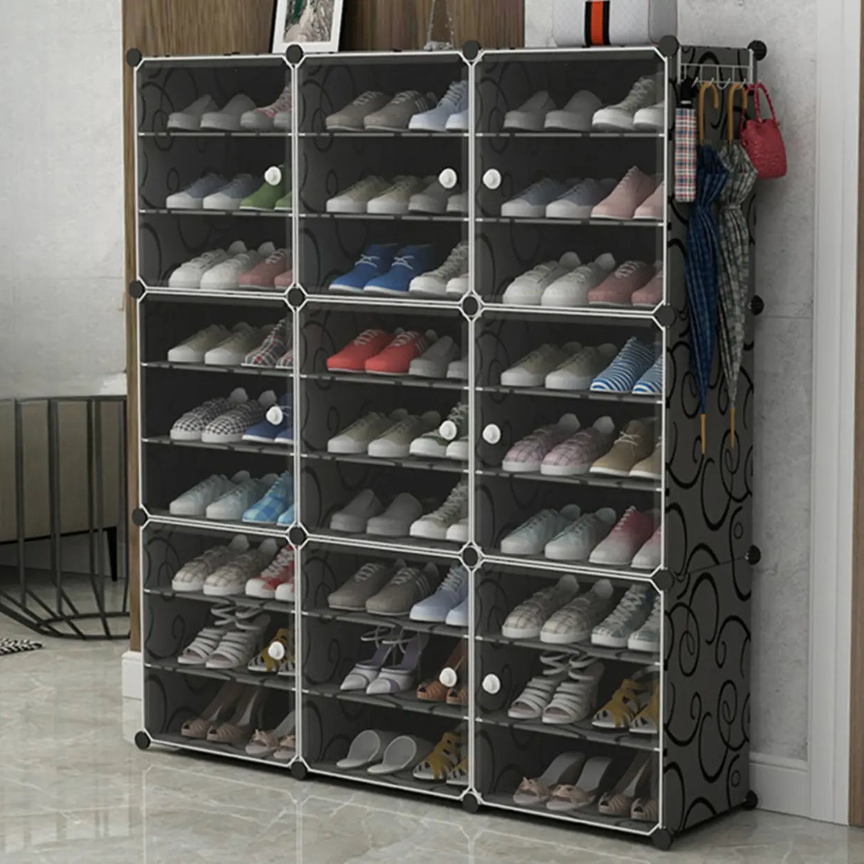 Adjustable Plastic Hallway White Medium Shoe Storage Image - 28