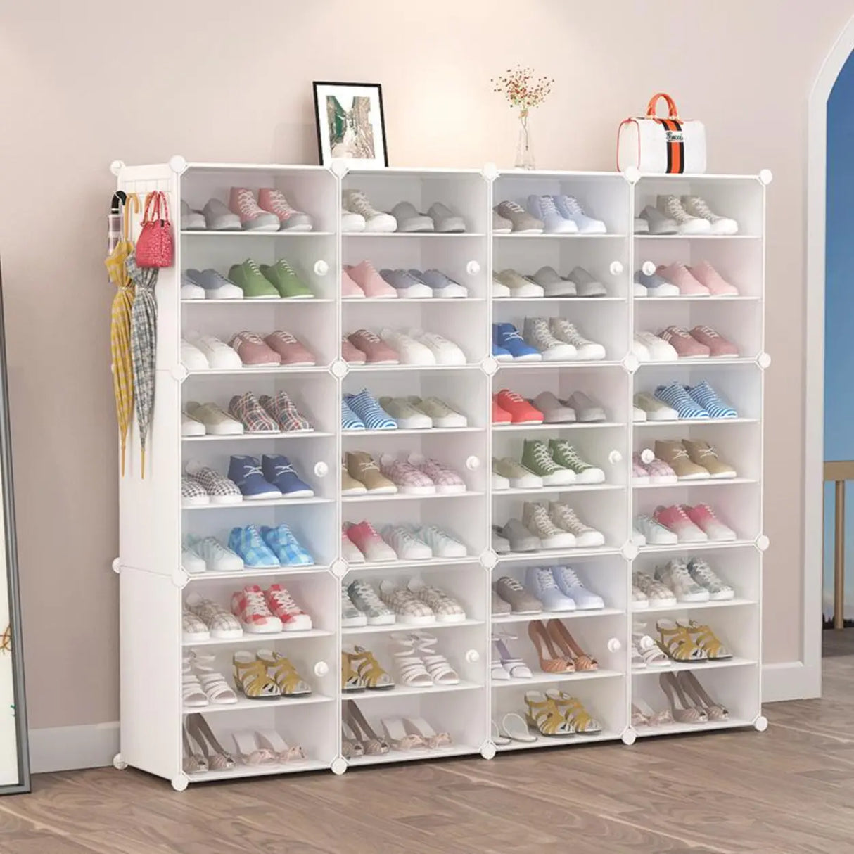 Adjustable Plastic Hallway White Medium Shoe Storage Image - 4