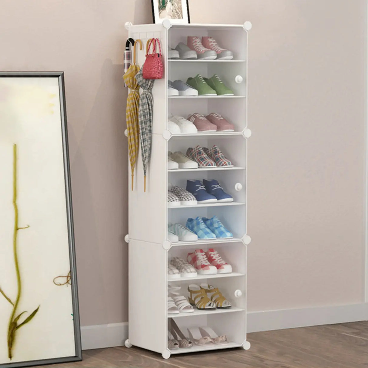 Adjustable Plastic Hallway White Medium Shoe Storage Image - 33