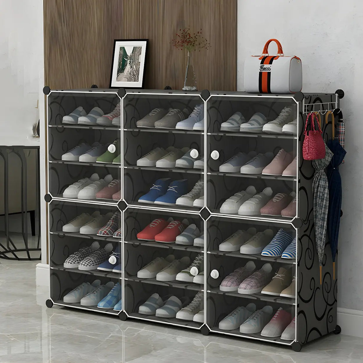 Adjustable Plastic Hallway White Medium Shoe Storage Image - 34