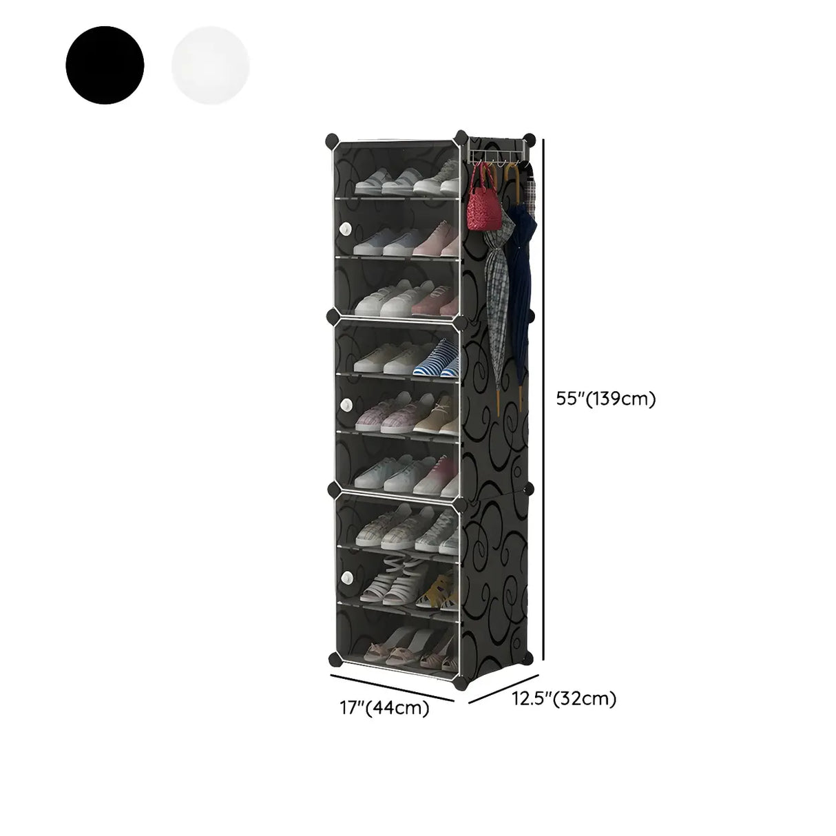 Adjustable Plastic Hallway White Medium Shoe Storage Image - 38