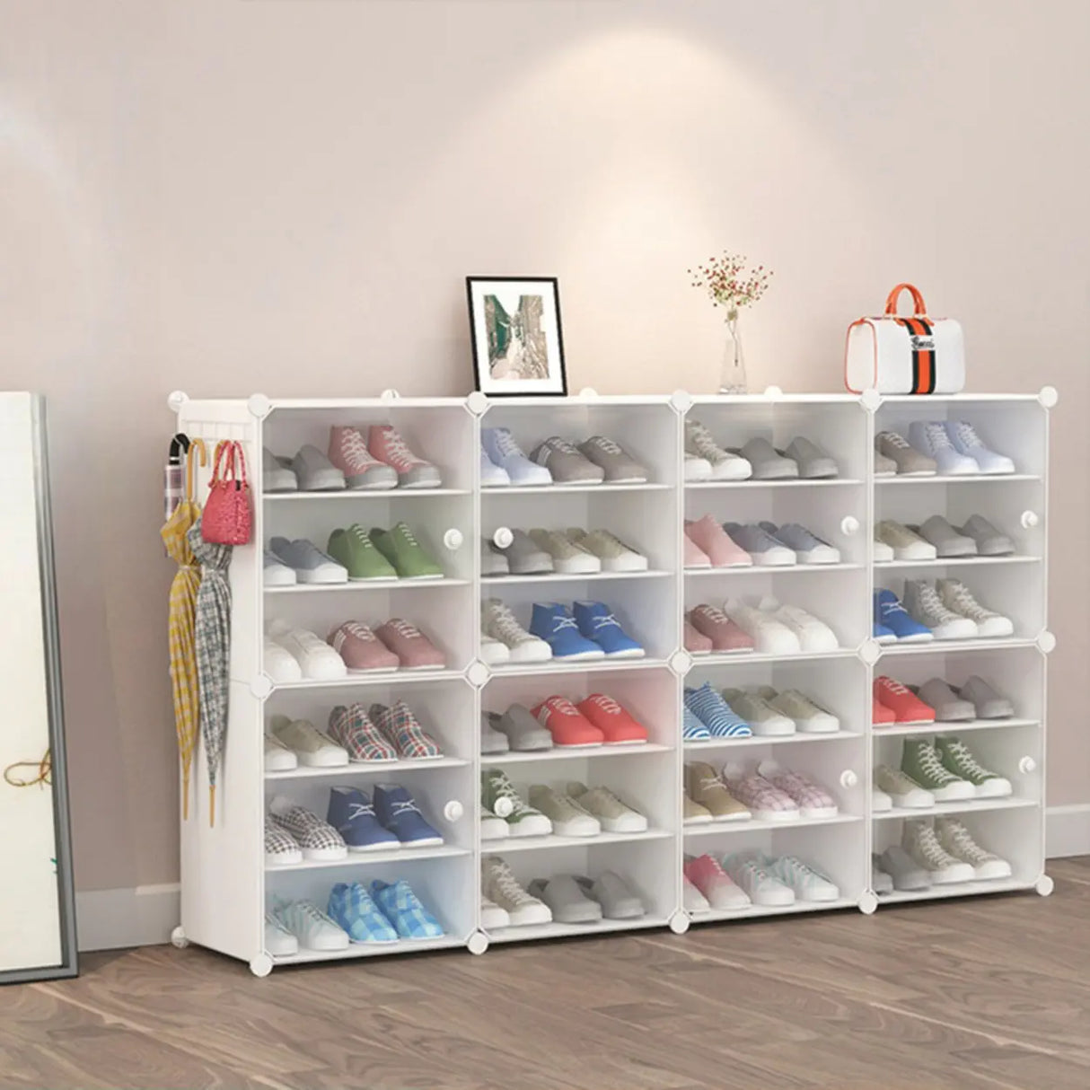 Adjustable Plastic Hallway White Medium Shoe Storage Image - 5