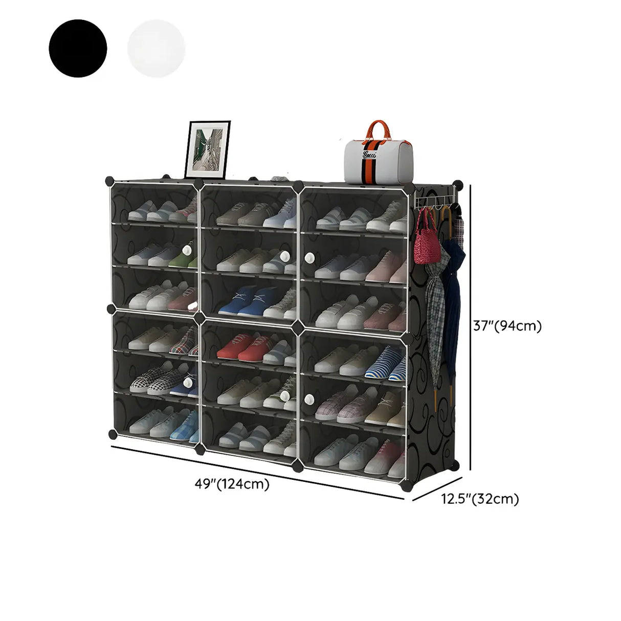 Adjustable Plastic Hallway White Medium Shoe Storage Image - 42