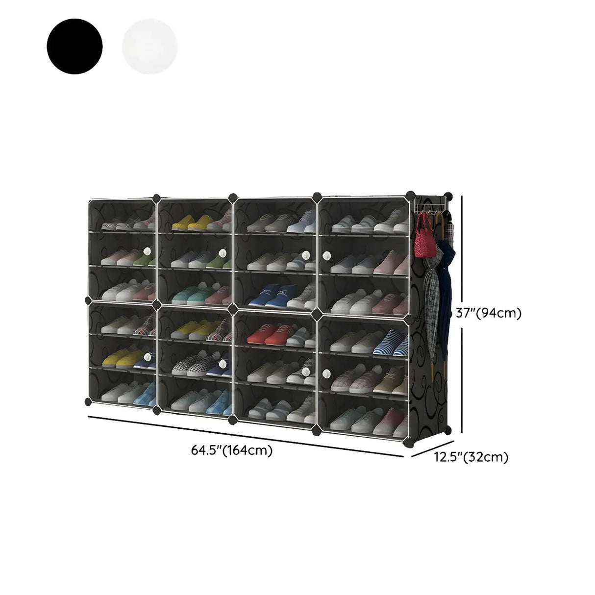 Adjustable Plastic Hallway White Medium Shoe Storage Image - 44