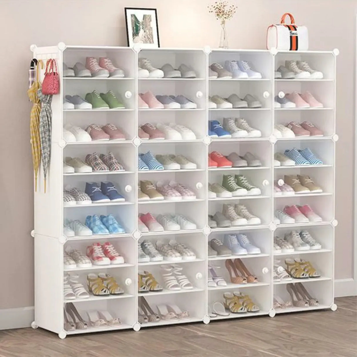 Adjustable Plastic Hallway White Medium Shoe Storage Image - 6