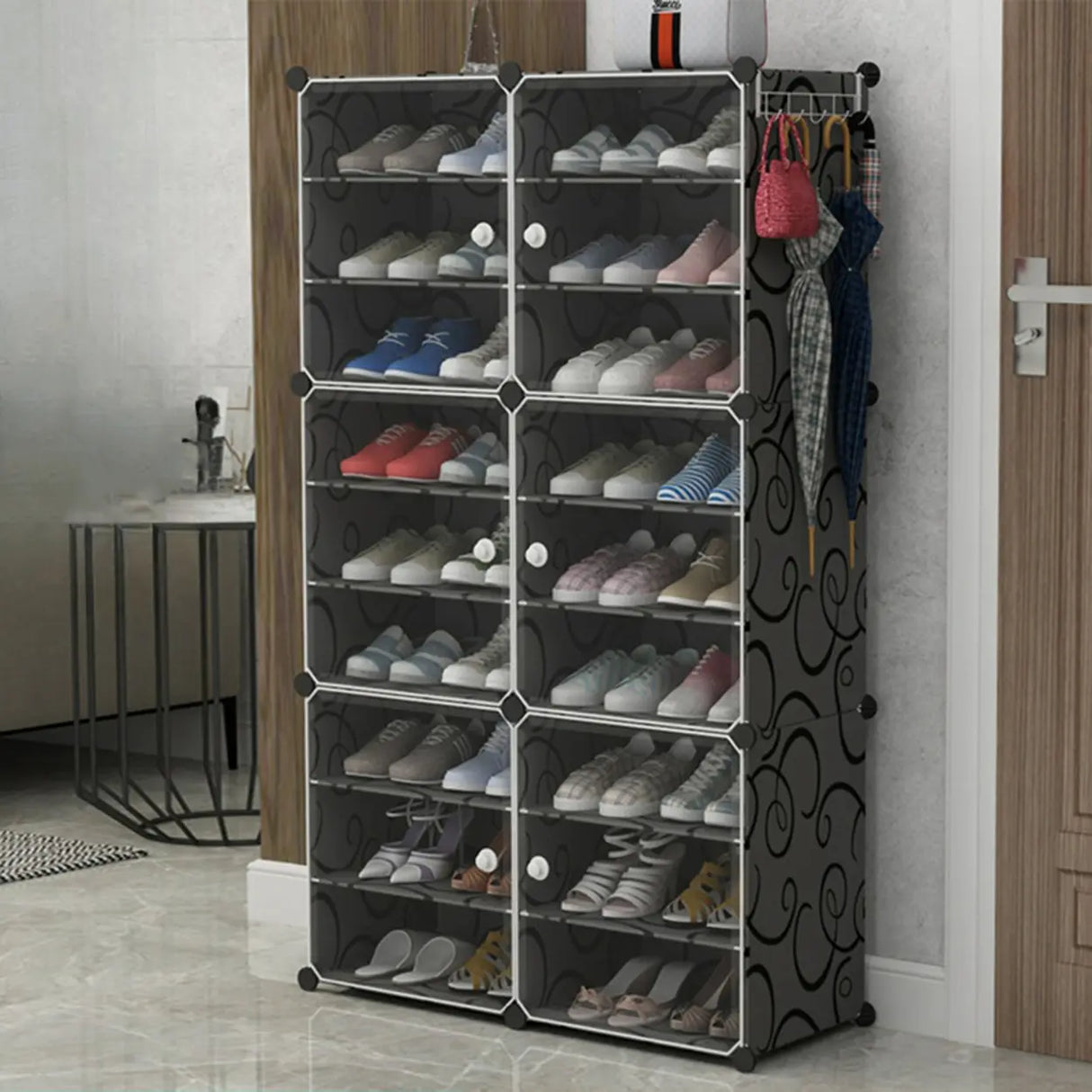 Adjustable Plastic Hallway White Medium Shoe Storage Image - 7