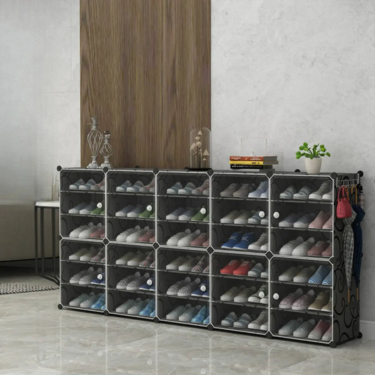 Adjustable Plastic Hallway White Medium Shoe Storage Image - 9