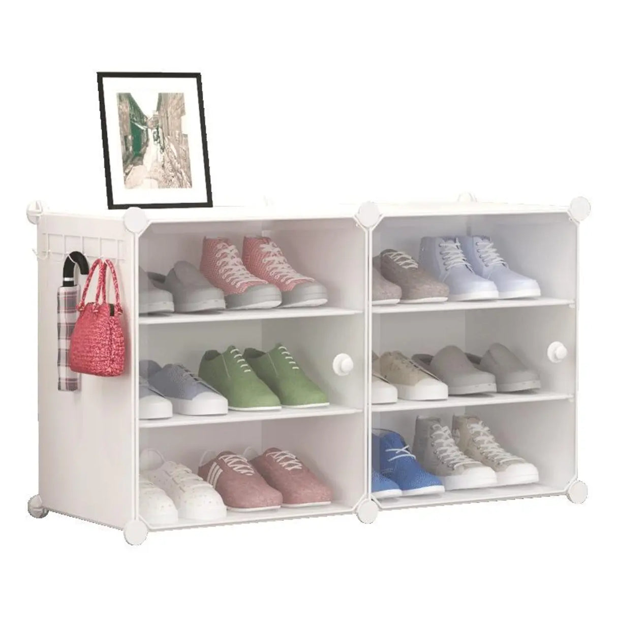 Adjustable Plastic Hallway White Medium Shoe Storage Image - 10