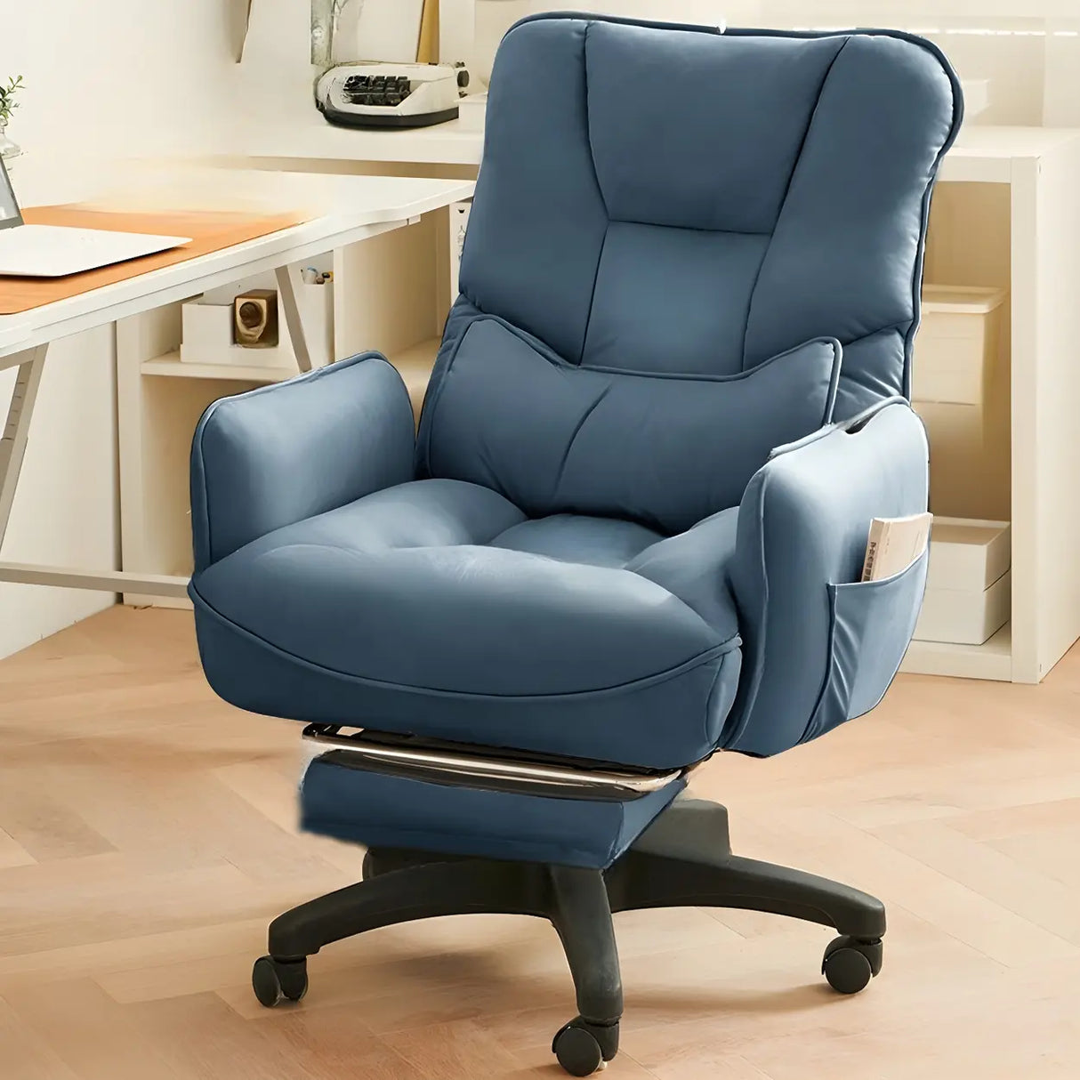 Adjustable Recliner Faux Leather Office Chair with Headrest Image - 12