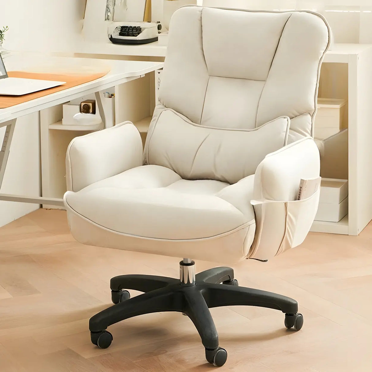 Adjustable Recliner Faux Leather Office Chair with Headrest Image - 16