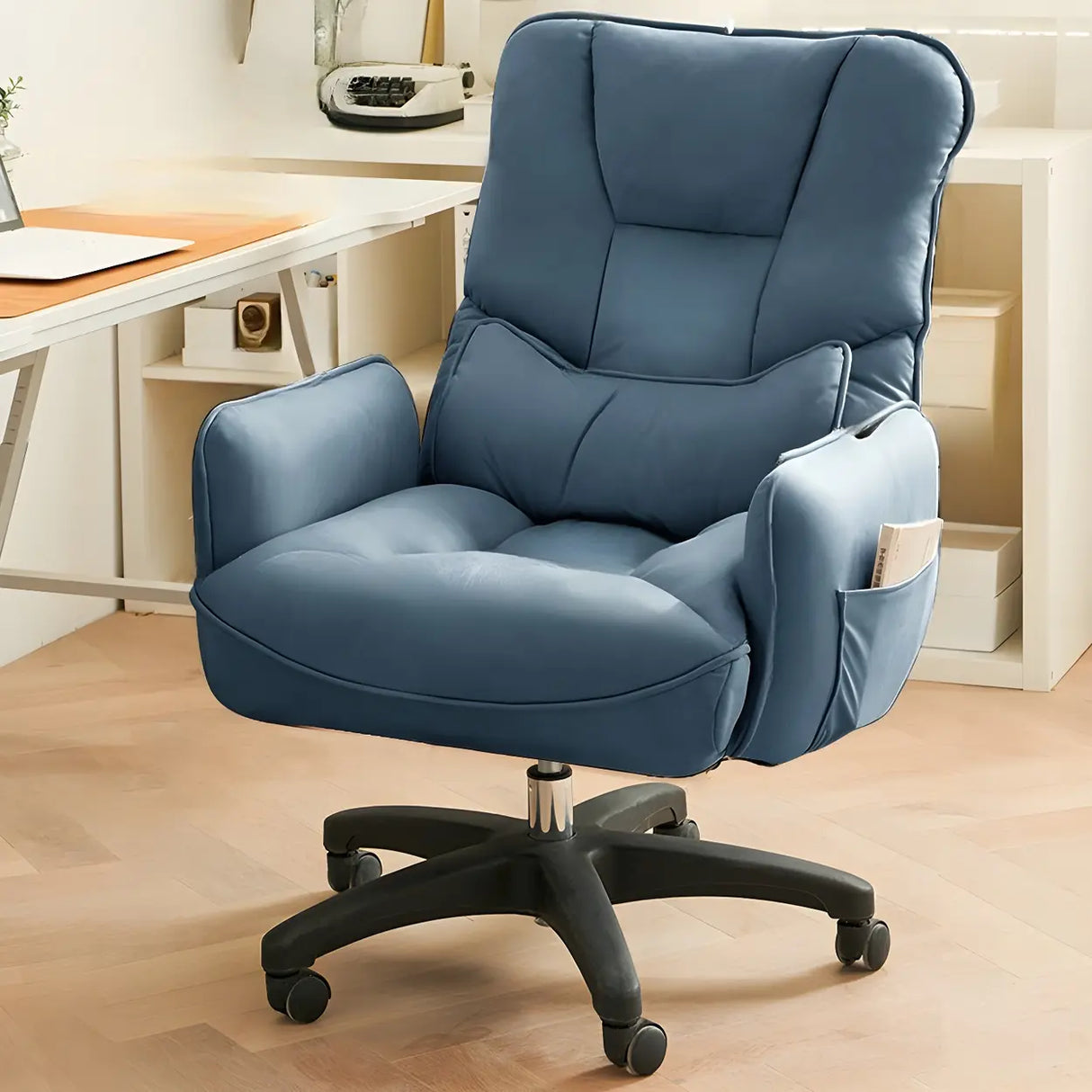 Adjustable Recliner Faux Leather Office Chair with Headrest Image - 17