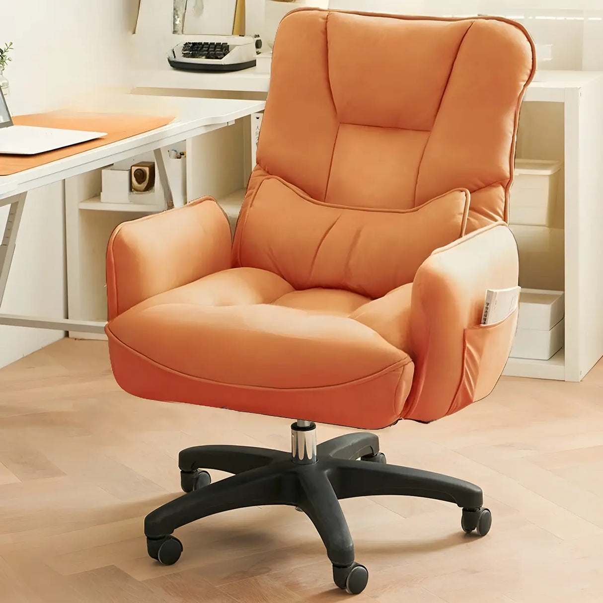 Adjustable Recliner Faux Leather Office Chair with Headrest Image - 18