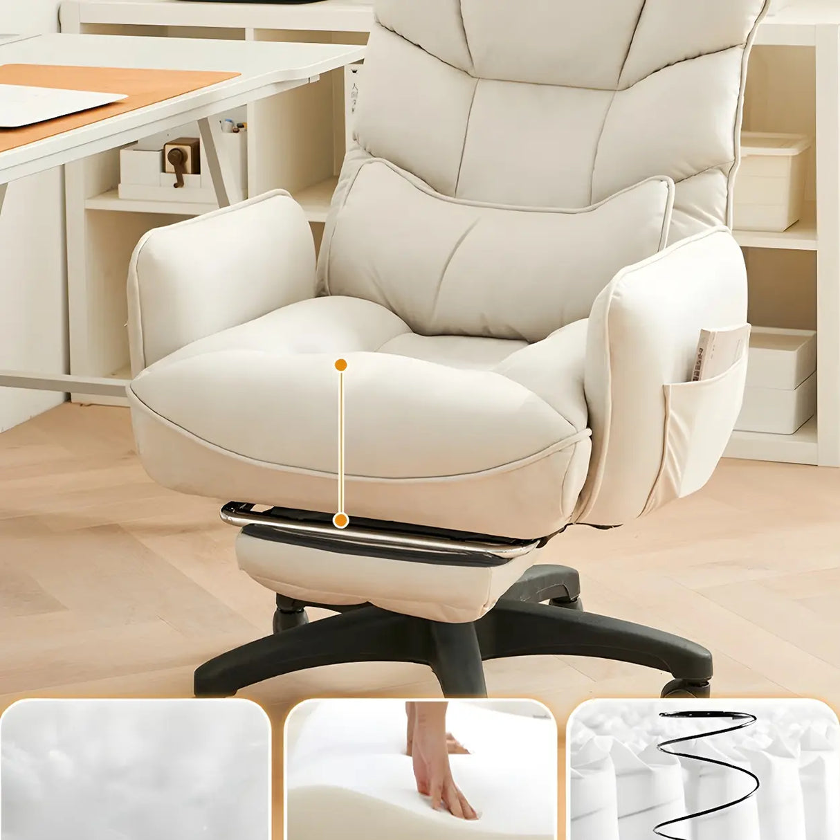 Adjustable Recliner Faux Leather Office Chair with Headrest Image - 3