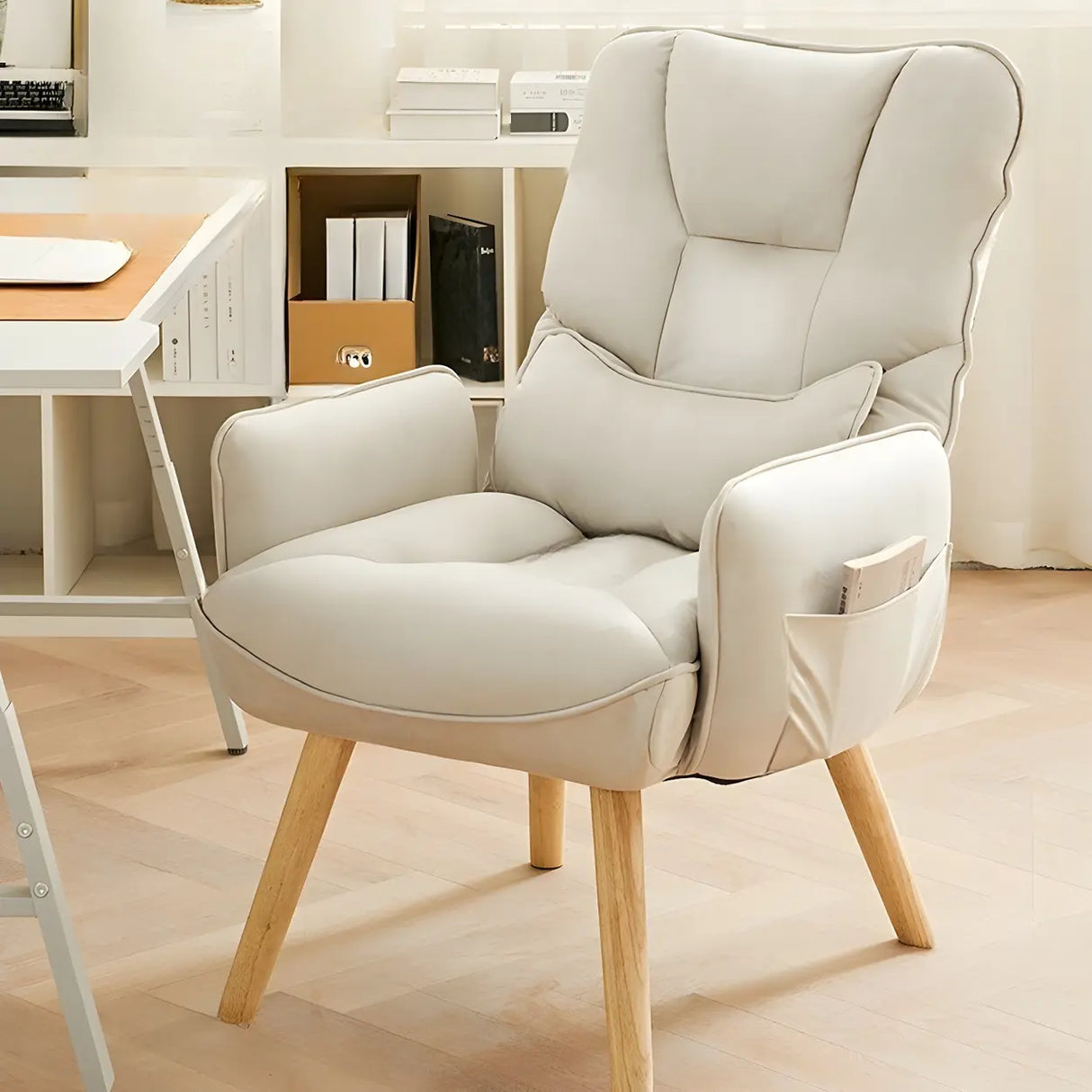 Adjustable Recliner Faux Leather Office Chair with Headrest Image - 4