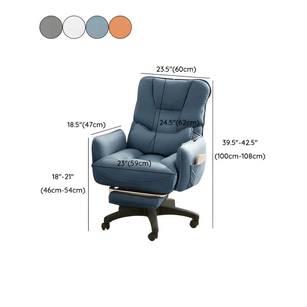 Adjustable Recliner Faux Leather Office Chair with Headrest Image - 21