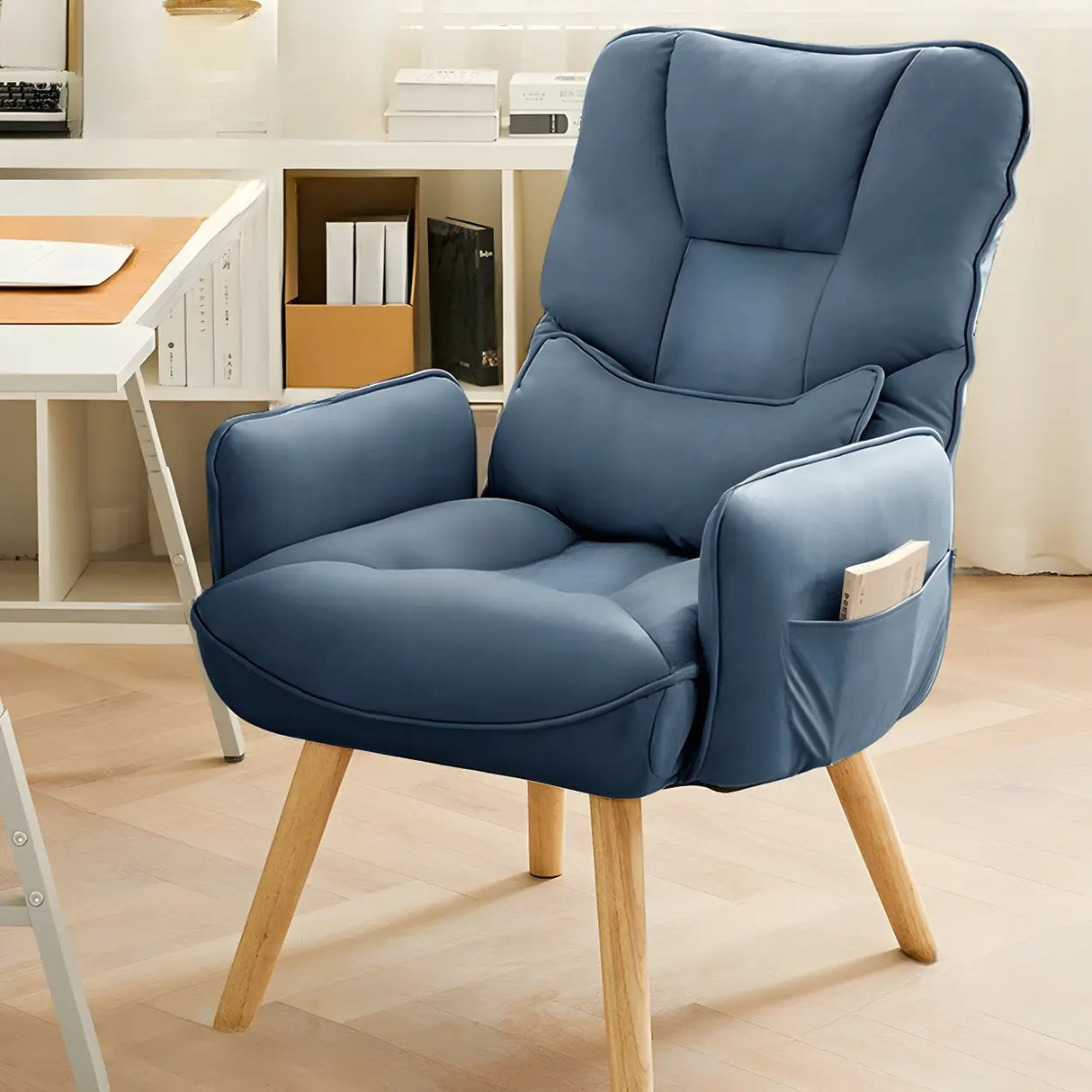 Adjustable Recliner Faux Leather Office Chair with Headrest Image - 6