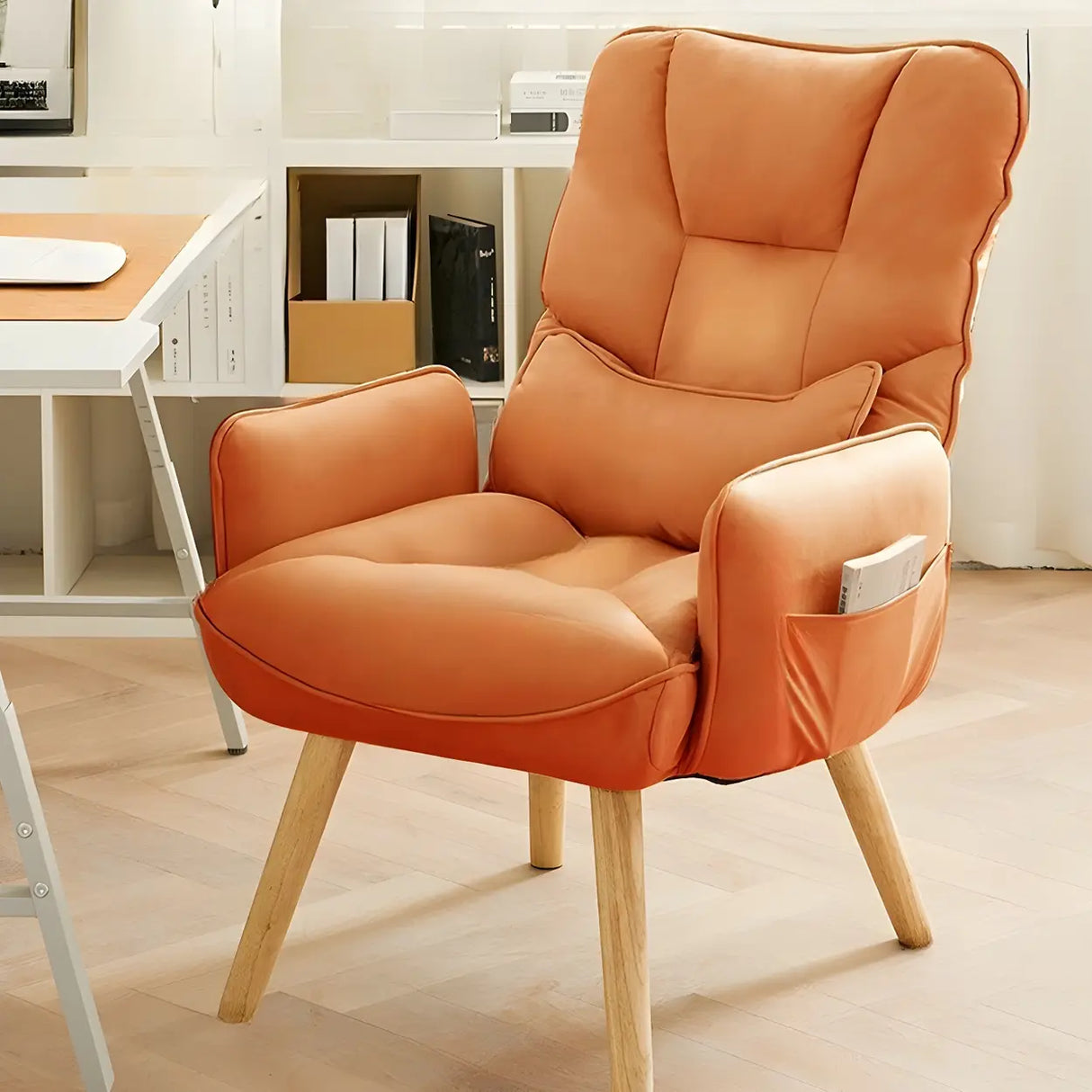 Adjustable Recliner Faux Leather Office Chair with Headrest Image - 8