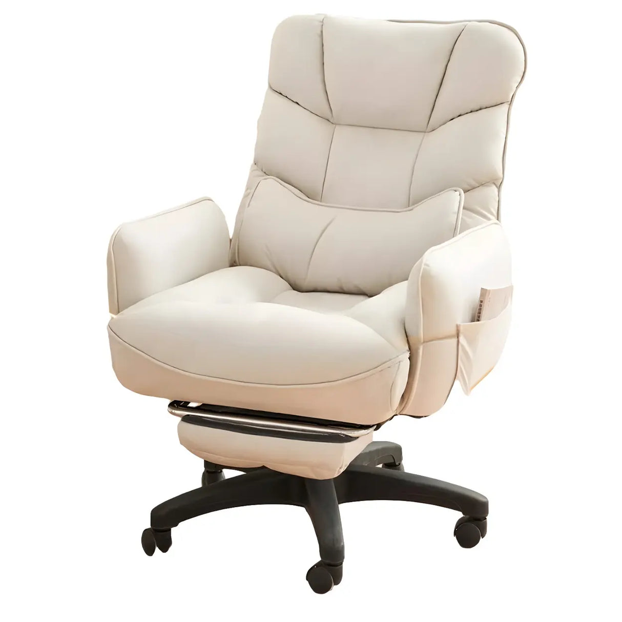 Adjustable Recliner Faux Leather Office Chair with Headrest Image - 9