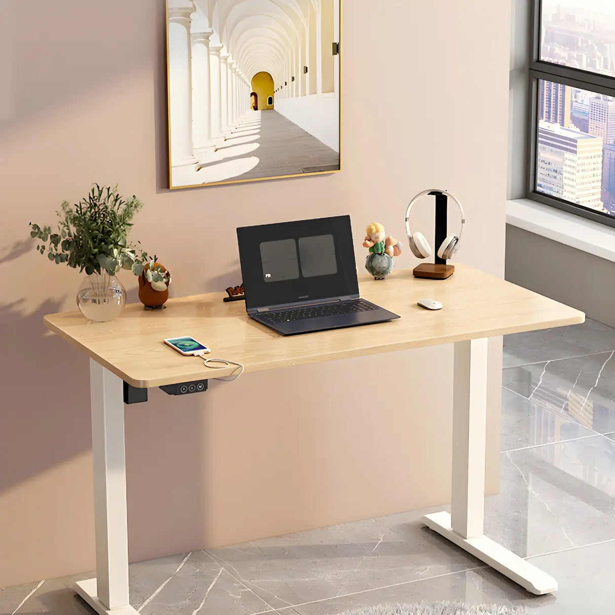 Adjustable Rectangular Steel T-Shape Standing Desk Image - 2