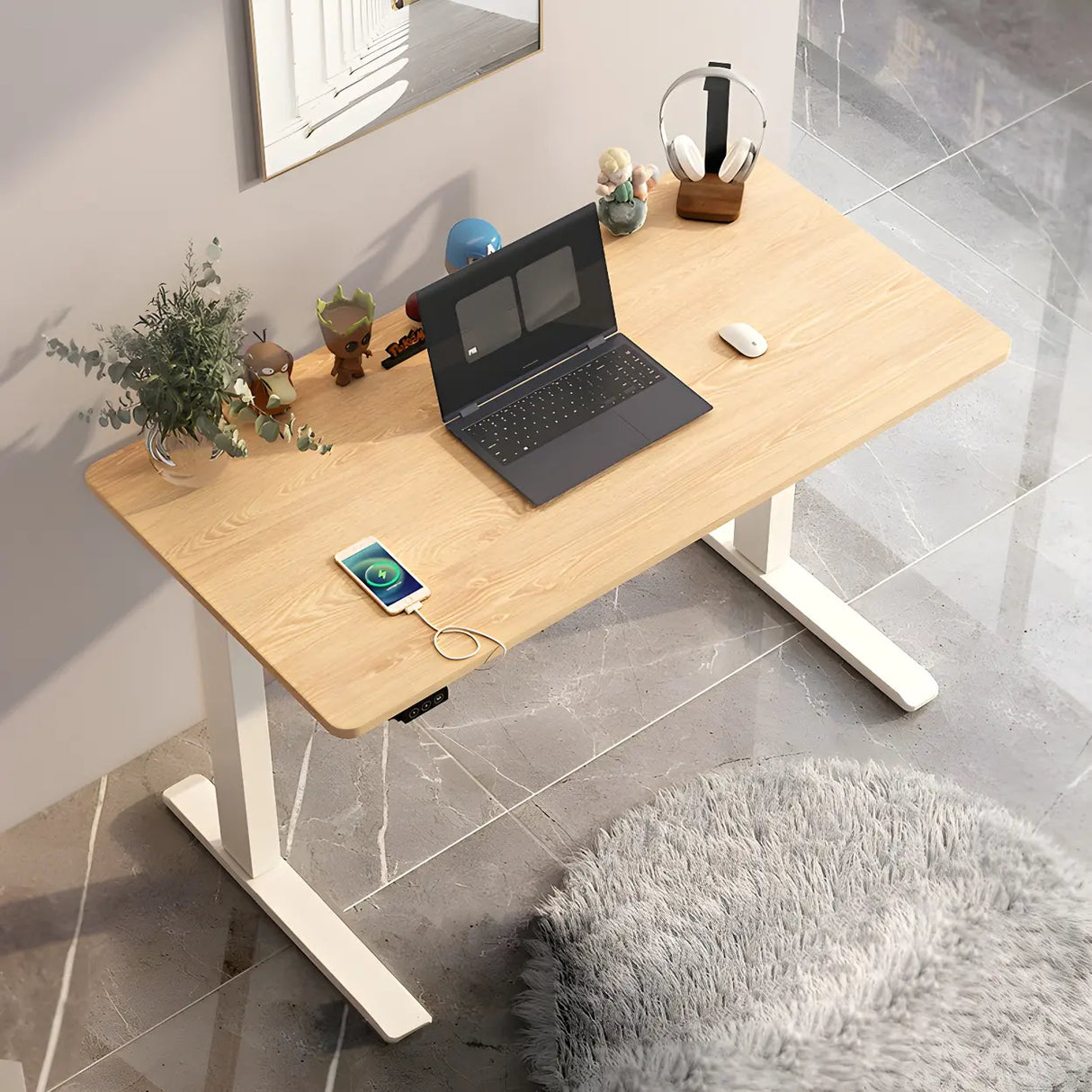 Adjustable Rectangular Steel T-Shape Standing Desk Image - 3
