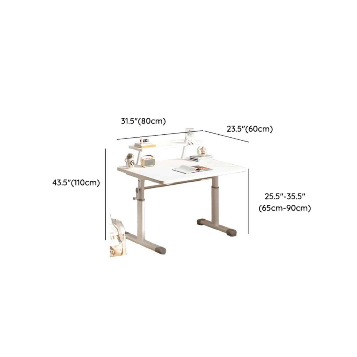 Adjustable Scratch Resistant White Wood Kids Desk Image - 15