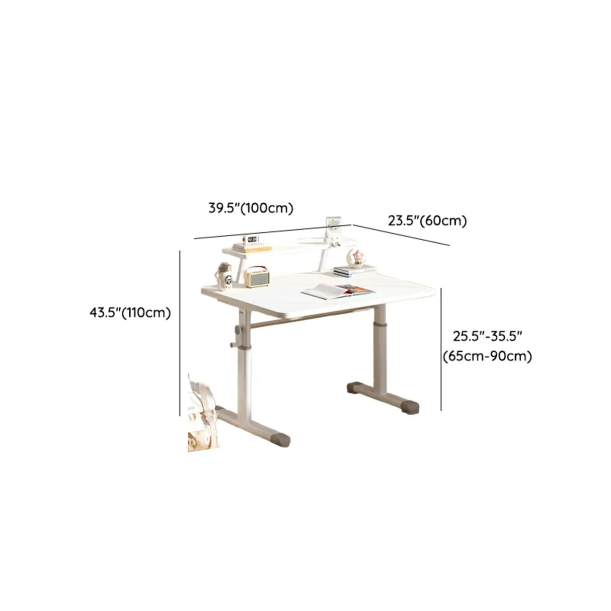 Adjustable Scratch Resistant White Wood Kids Desk Image - 16